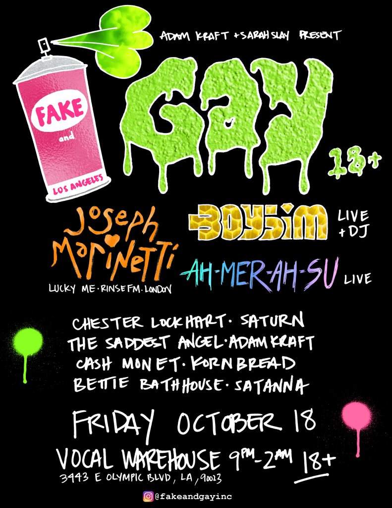 Fake and GAY LA: Joseph Marinetti + Boy Sim 18 at Vocal Warehouse, Los  Angeles