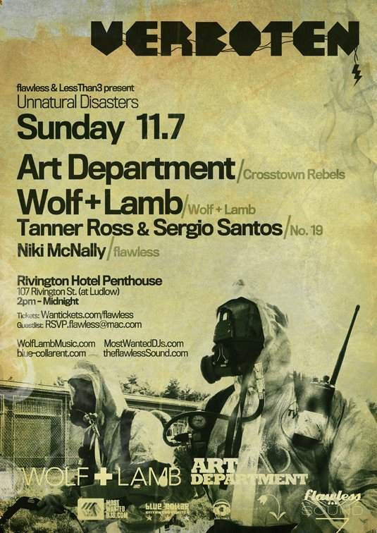 Verboten presents Art Department, Wolf + Lamb, Tanner Ross & Sergio Santos - フライヤー表