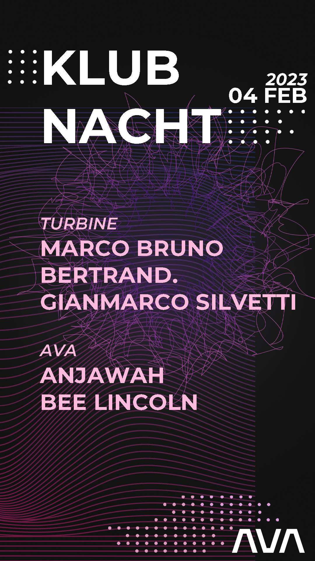  ☻ Klubnacht ☻ :  Marco Bruno, Bertrand, Gianmarco Silvetti, Bee Lincoln, Anjawah   - フライヤー表