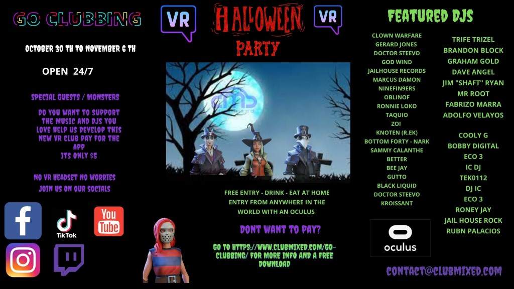 Clubmixed present GO Clubbing , The Halloween Party in Virtual Reality - フライヤー表