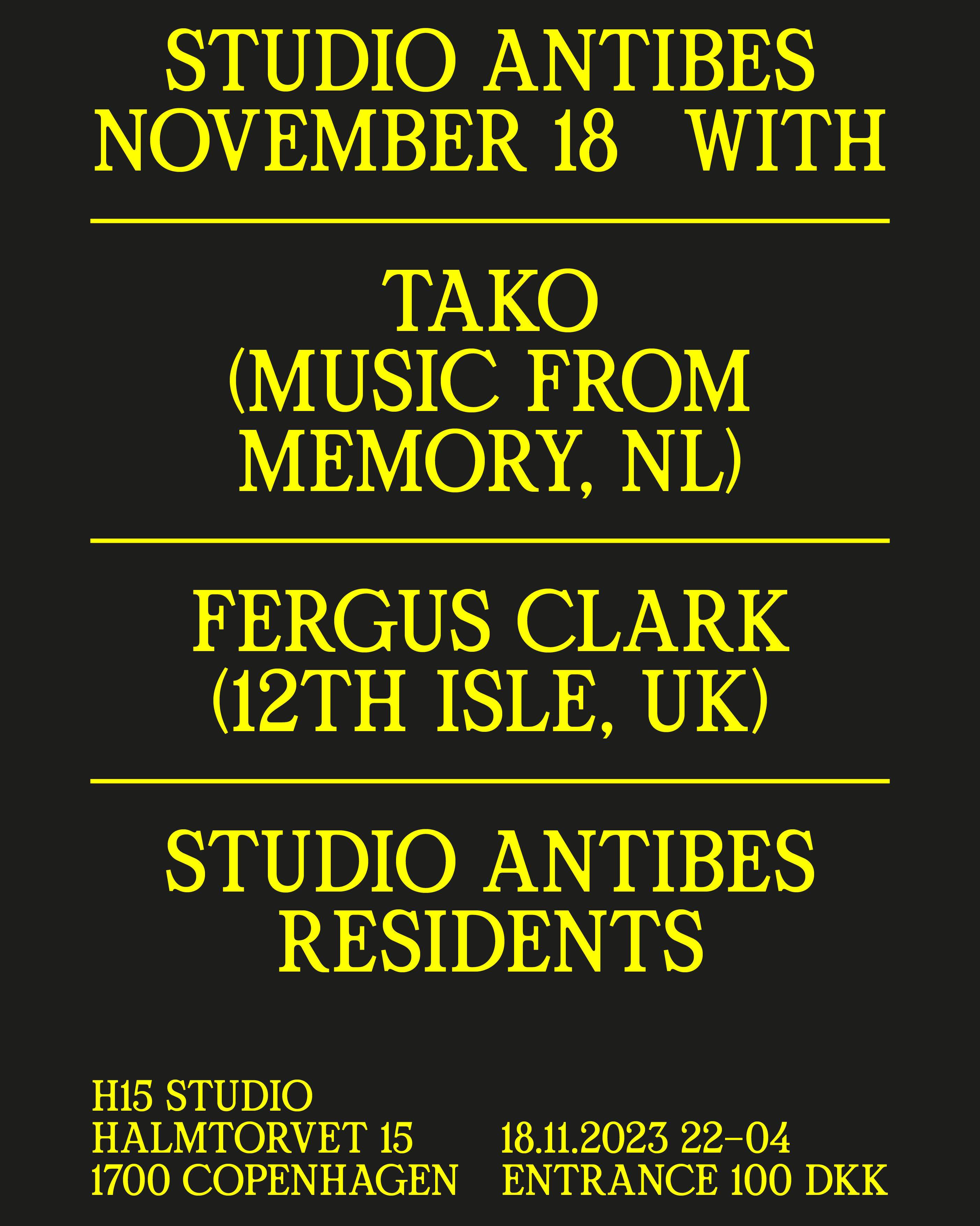 Studio Antibes - Tako (NL), Fergus Clark (UK) & Studio Antibes Residents (DK) - Página frontal