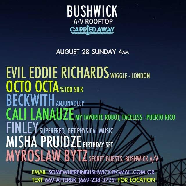 Bushwick A/V Sunday Rooftop Afters Feat. Evil Eddie Rchards / Octo Octa / Beckwith / Finley - フライヤー表