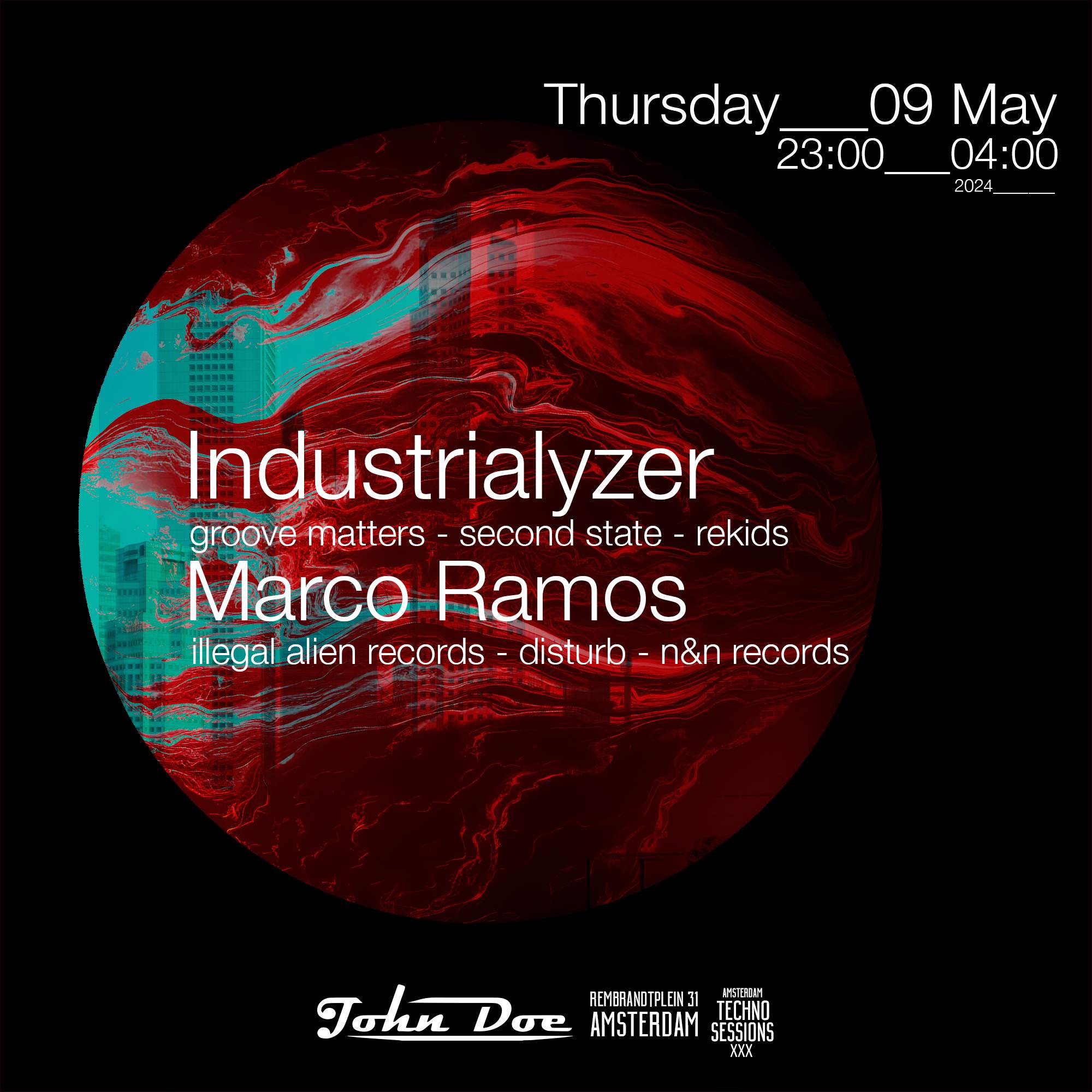 Amsterdam Techno Sessions w/ Industrialyzer (Groove Matters - Second State - Rekids) - フライヤー表