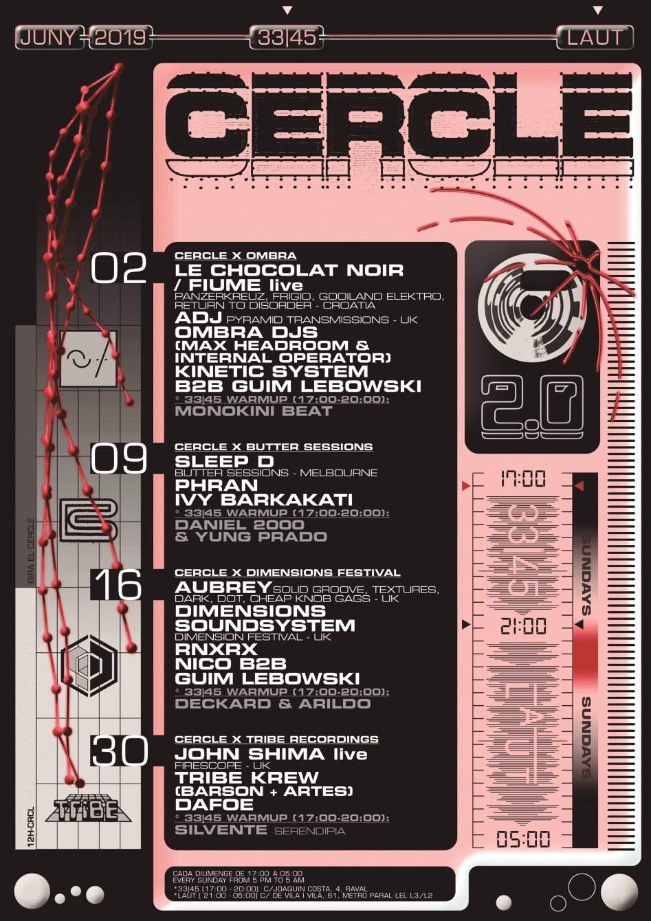 Cercle x Ombra: Le Chocolat Noir Live / ADJ / Kinetic System / Guim Lebowski / Ombra DJs - Página trasera