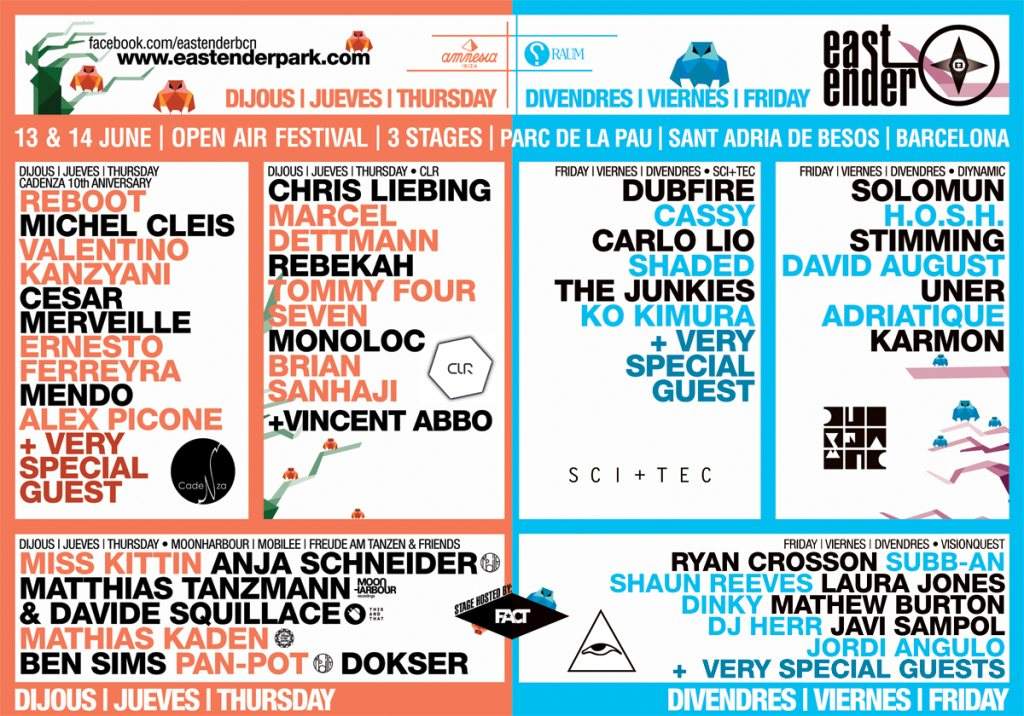East Ender, Open Air Festival - Day 1: Cadenza, CLR, Moonharbour, Mobilee - フライヤー表