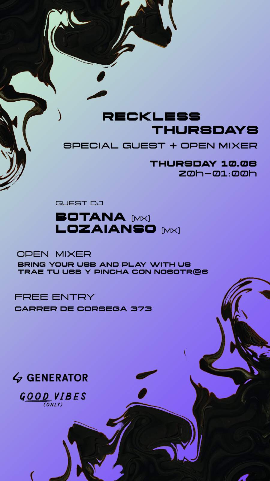 Open Mixer & Reckless Thursdays with Special Guest Botana & LOZAIANSO - Página frontal
