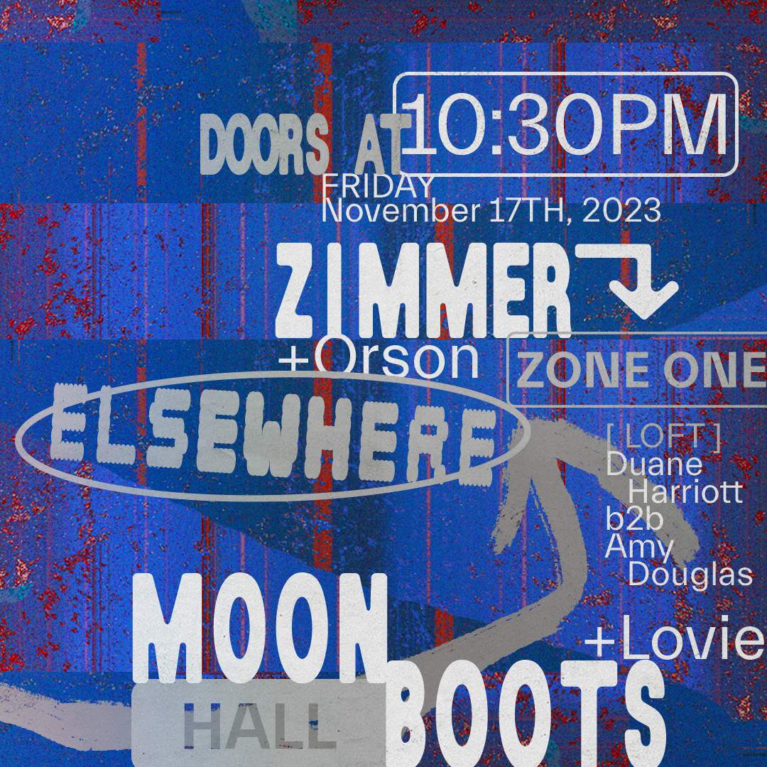 Moon Boots, Zimmer, Lovie, Orson, Duane Harriott b2b Amy Douglas - Página frontal