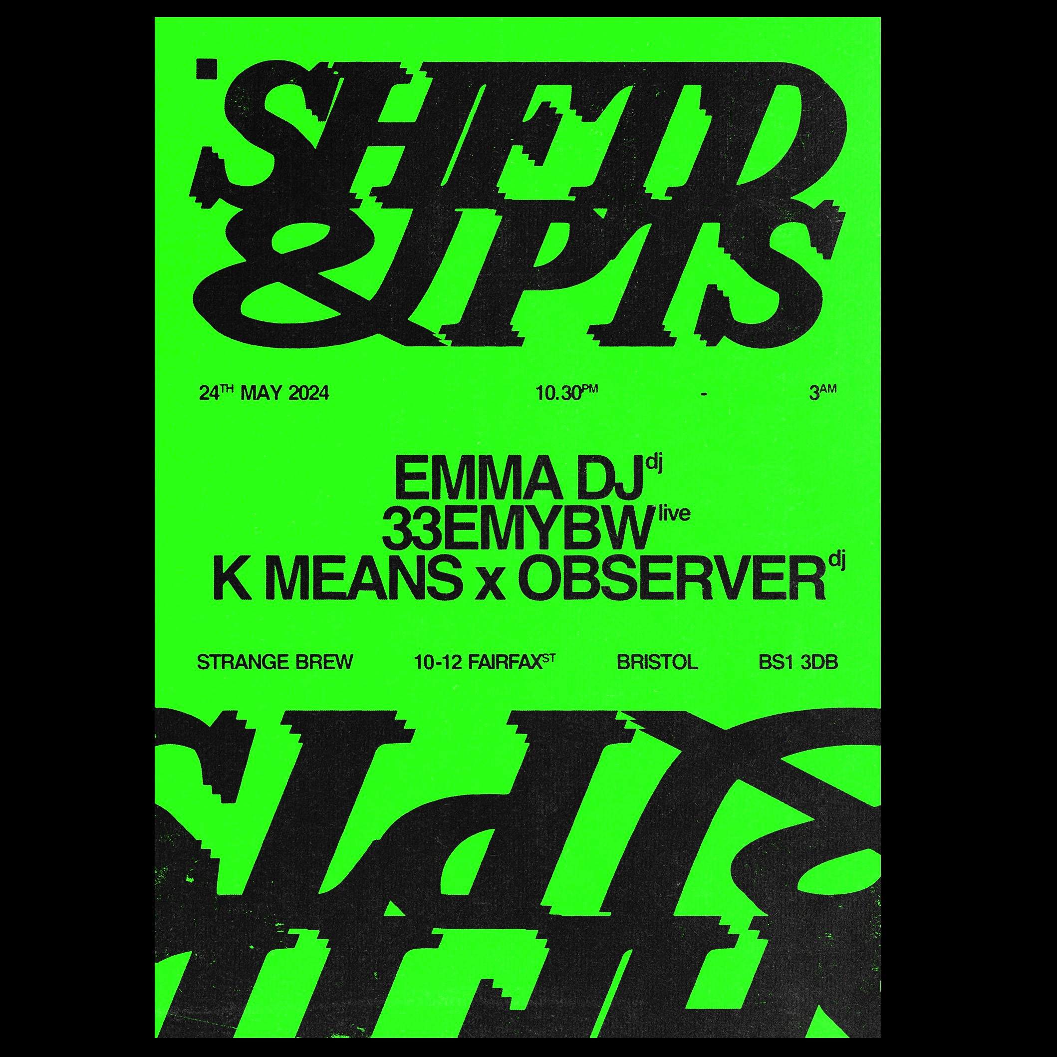 ⌖ SHFTD & PTS presents Emma DJ, 33EMYBW, k means, Observer - フライヤー表