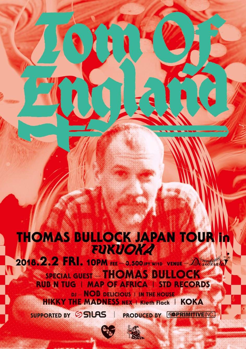 Tom of England aka Thomas Bullock Japan Tour Supported by Silas Produced by Primitive INC - フライヤー表