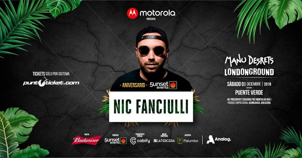 Motorola presents Nic Fanciulli - 5unset Events Anniversary - フライヤー表