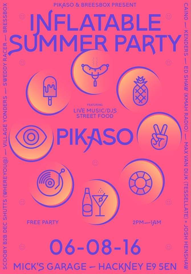 Pikaso - Summer Inflatable Party - フライヤー表