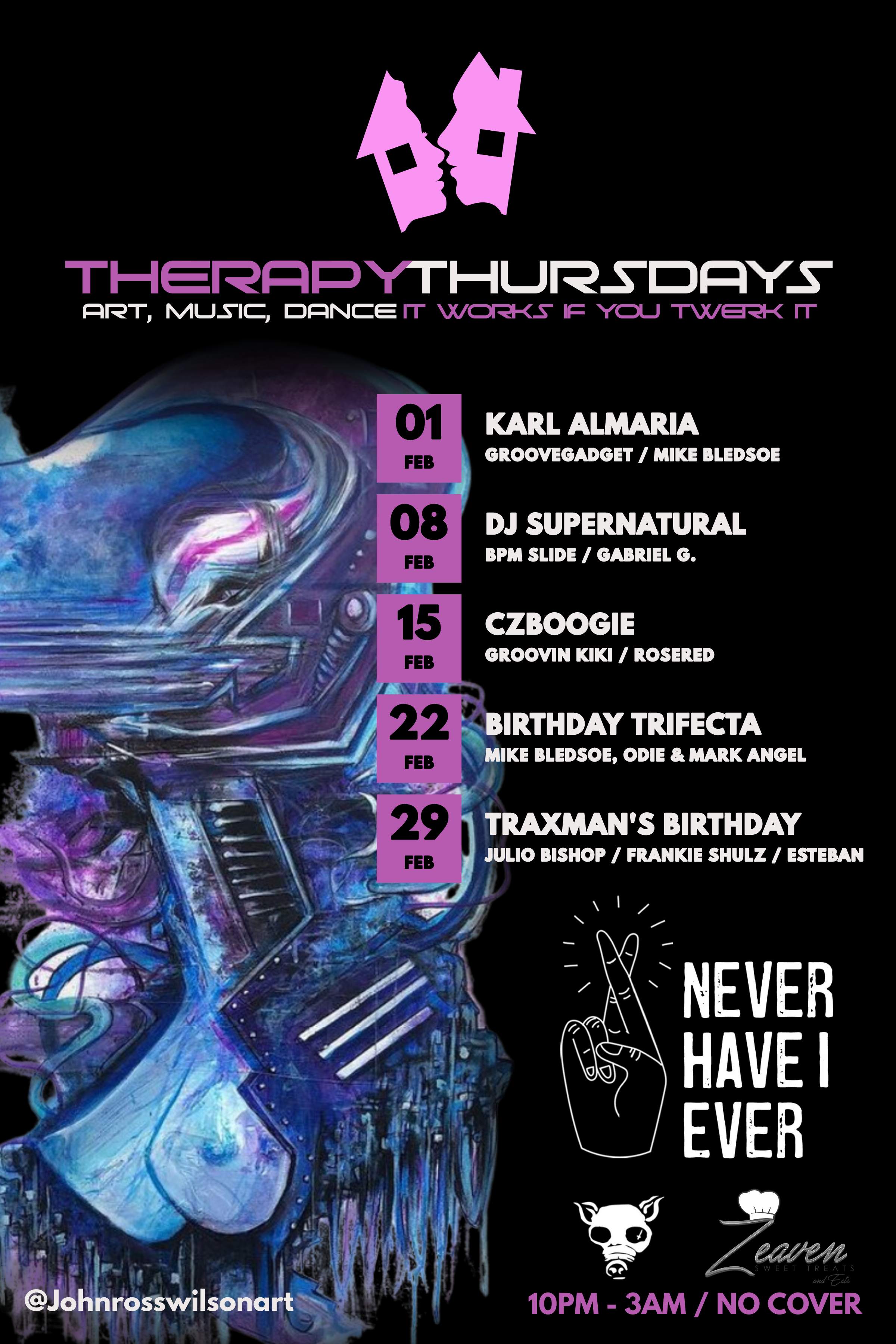 THERAPY: It works if you twerk it. with DJ's ODIE, Mark Angel & Mike Bledsoe - Birthday Trifect - フライヤー裏