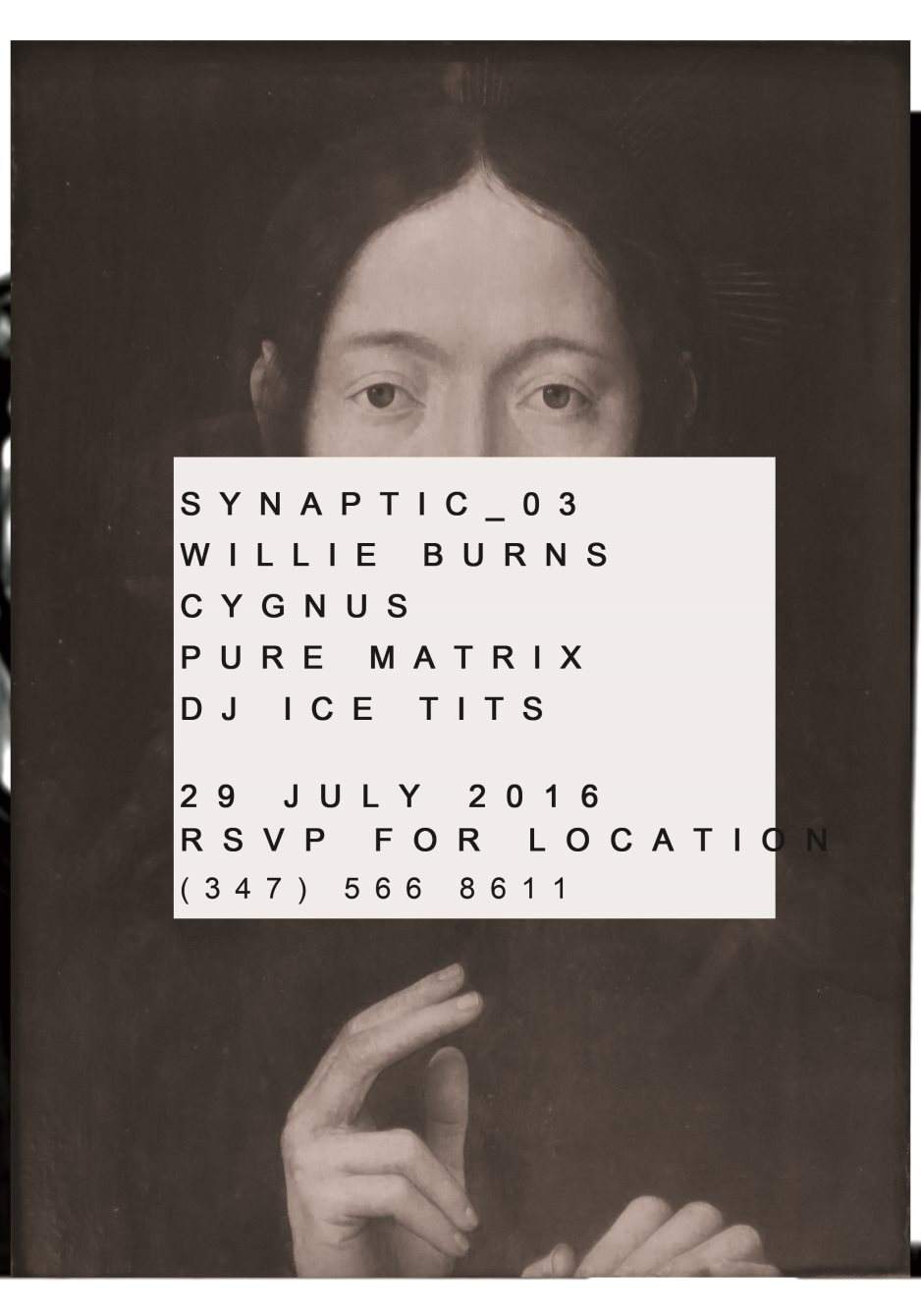 Synaptic 03: Willie Burns, Cygnus, Pure Matrix, DJ Ice Tits - Página frontal