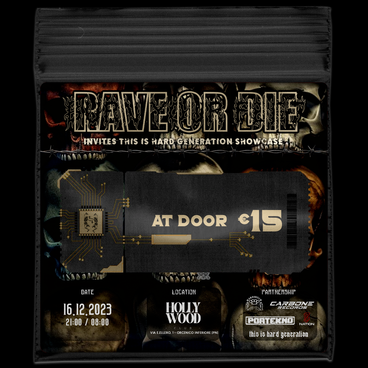RAVE OR DIE X T.I.H.G. RECORDS SHOW CASE - フライヤー裏