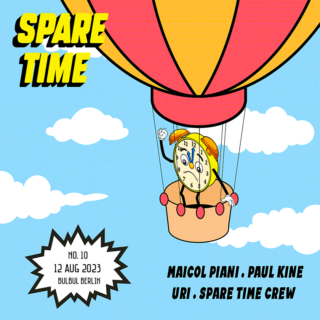 Spare Time: Maicol Piani, Paul Kine, Urî, Alex Nts b2b August49, J.Feierabend b2b Ramî - フライヤー表