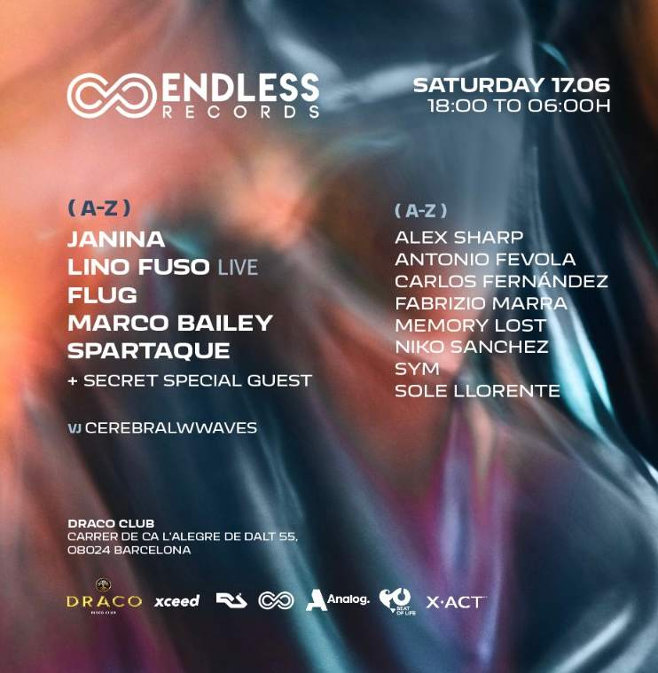 Endless Off Saturday / Lino Fuso Invites:  Marco Bailey, Spartaque, Flug, Janina   - フライヤー表