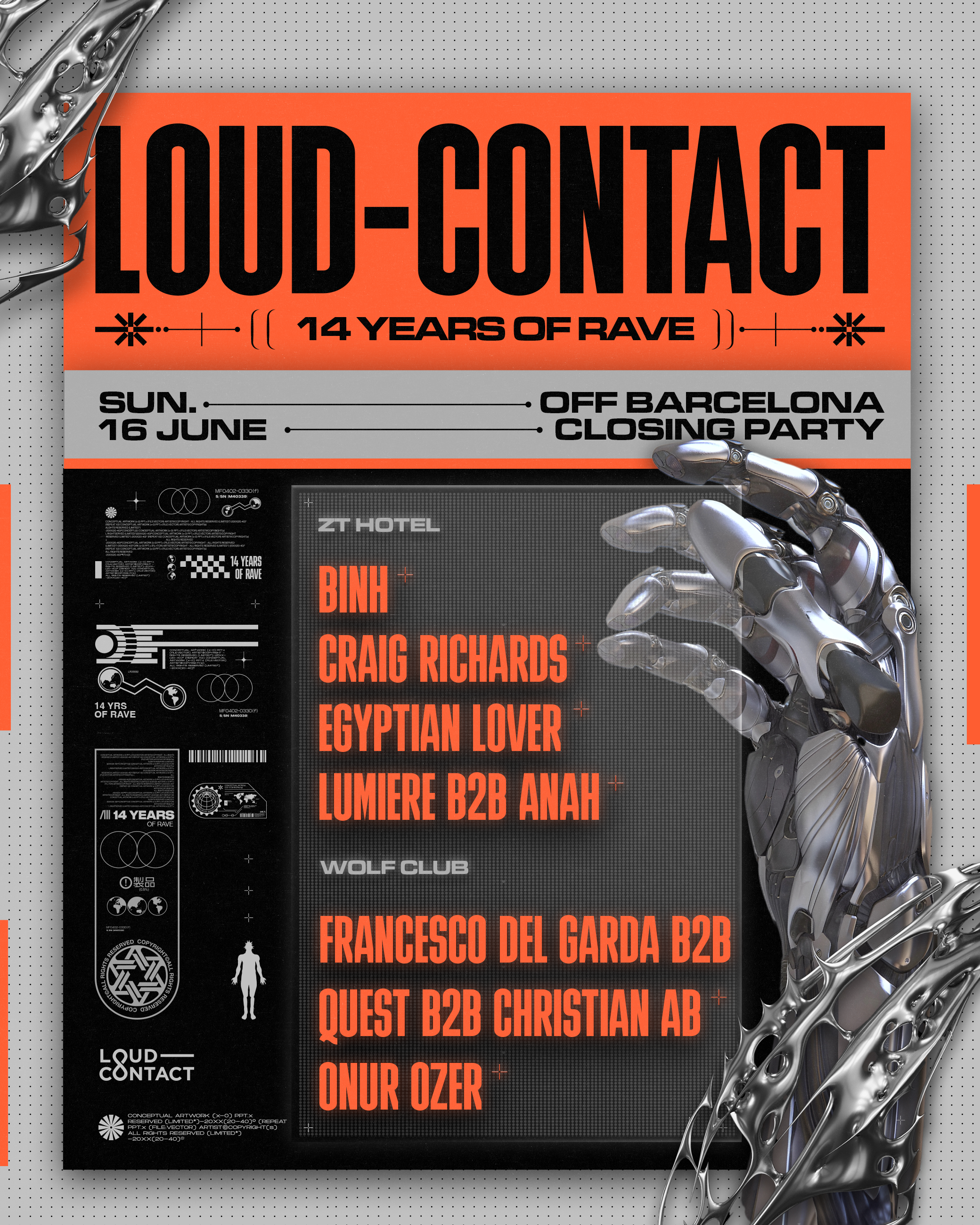 Loud-Contact 14years of Rave w/ Francesco Del Garda,Onur Ozer,Egyptian Lover  - Página trasera