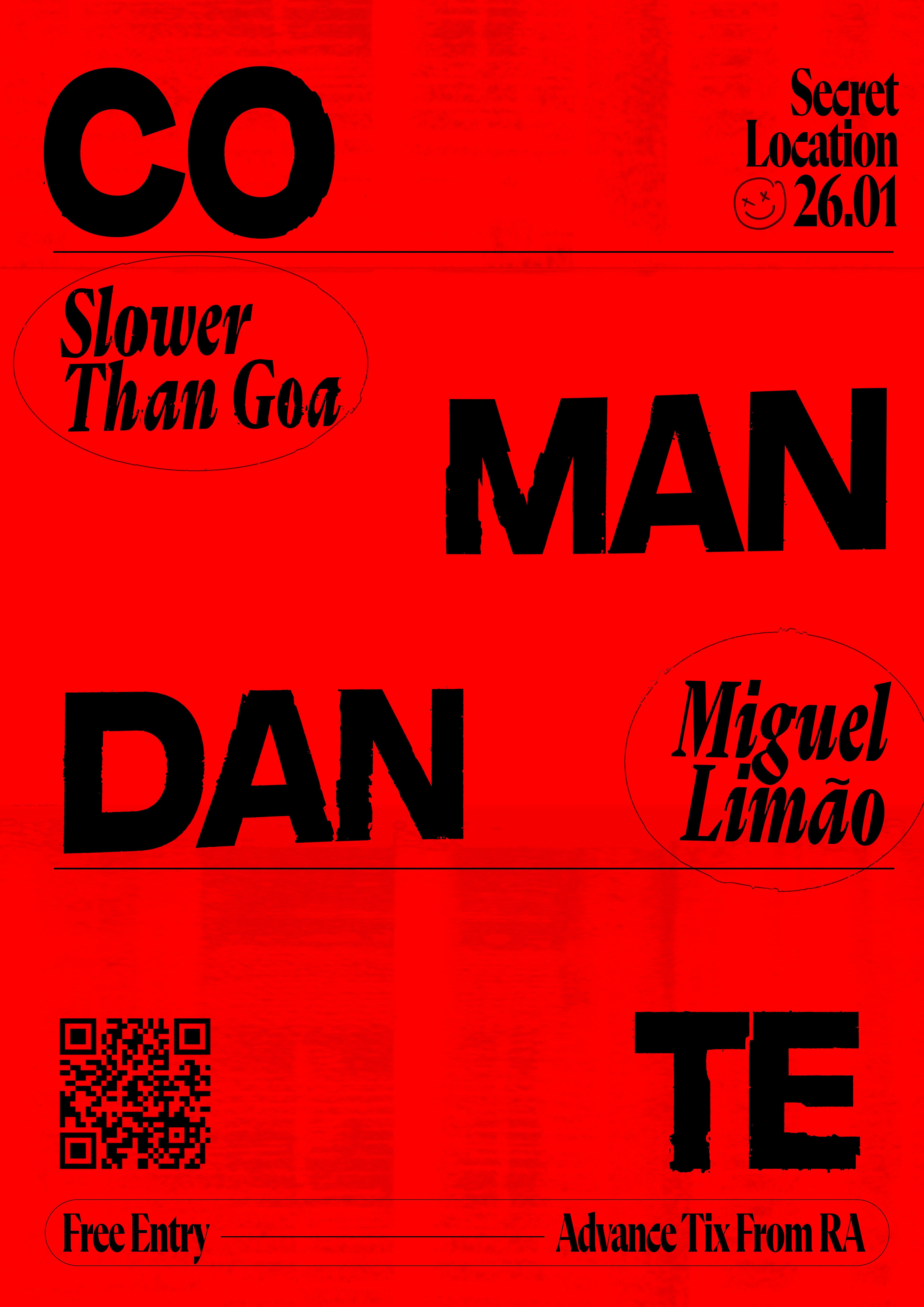 Flyer for Comandante at secret location, 26 January 2024