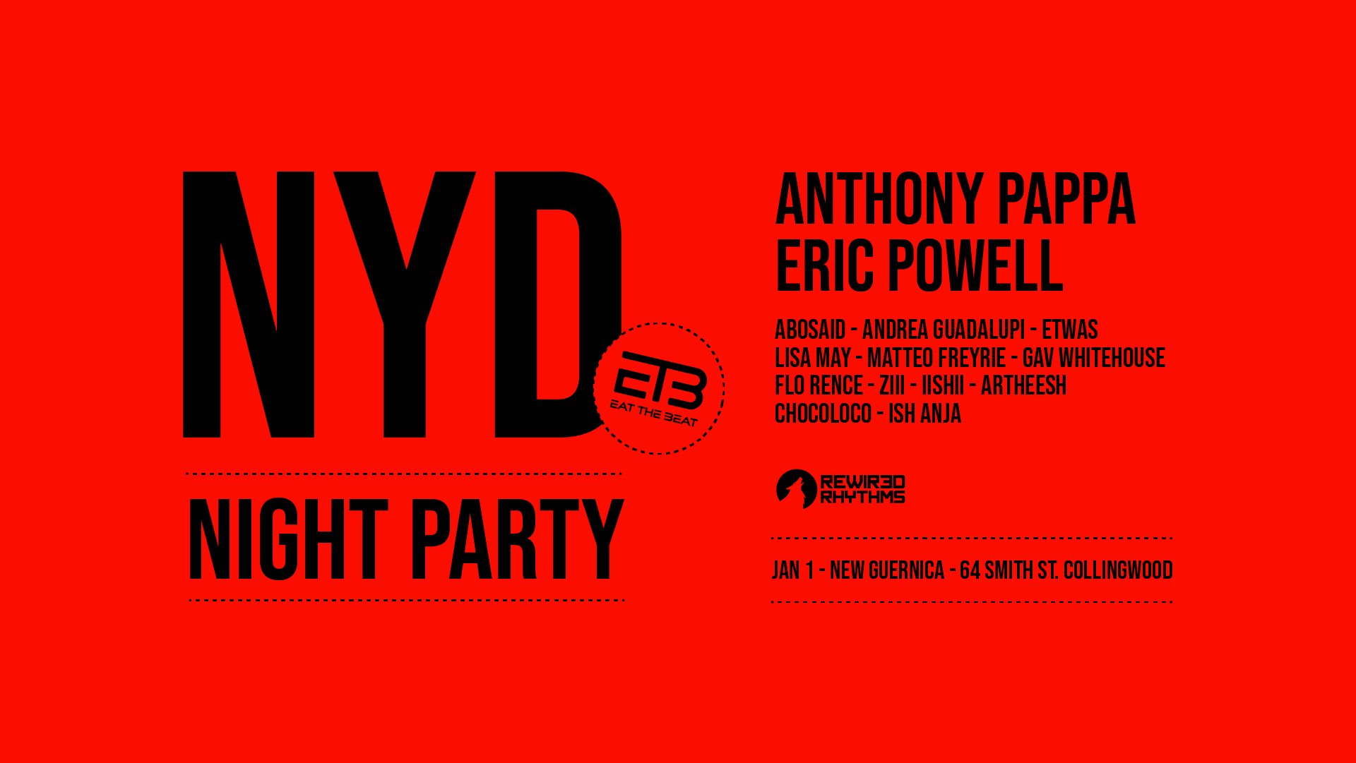 Eat The Beat - NYD Night Party - フライヤー表