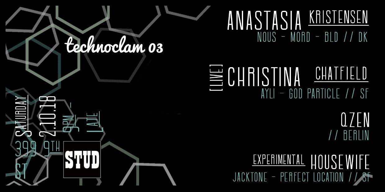 technoclam 03: Anastasia Kristensen, Christina Chatfield, Qzen, & Experimental Housewife - Página frontal