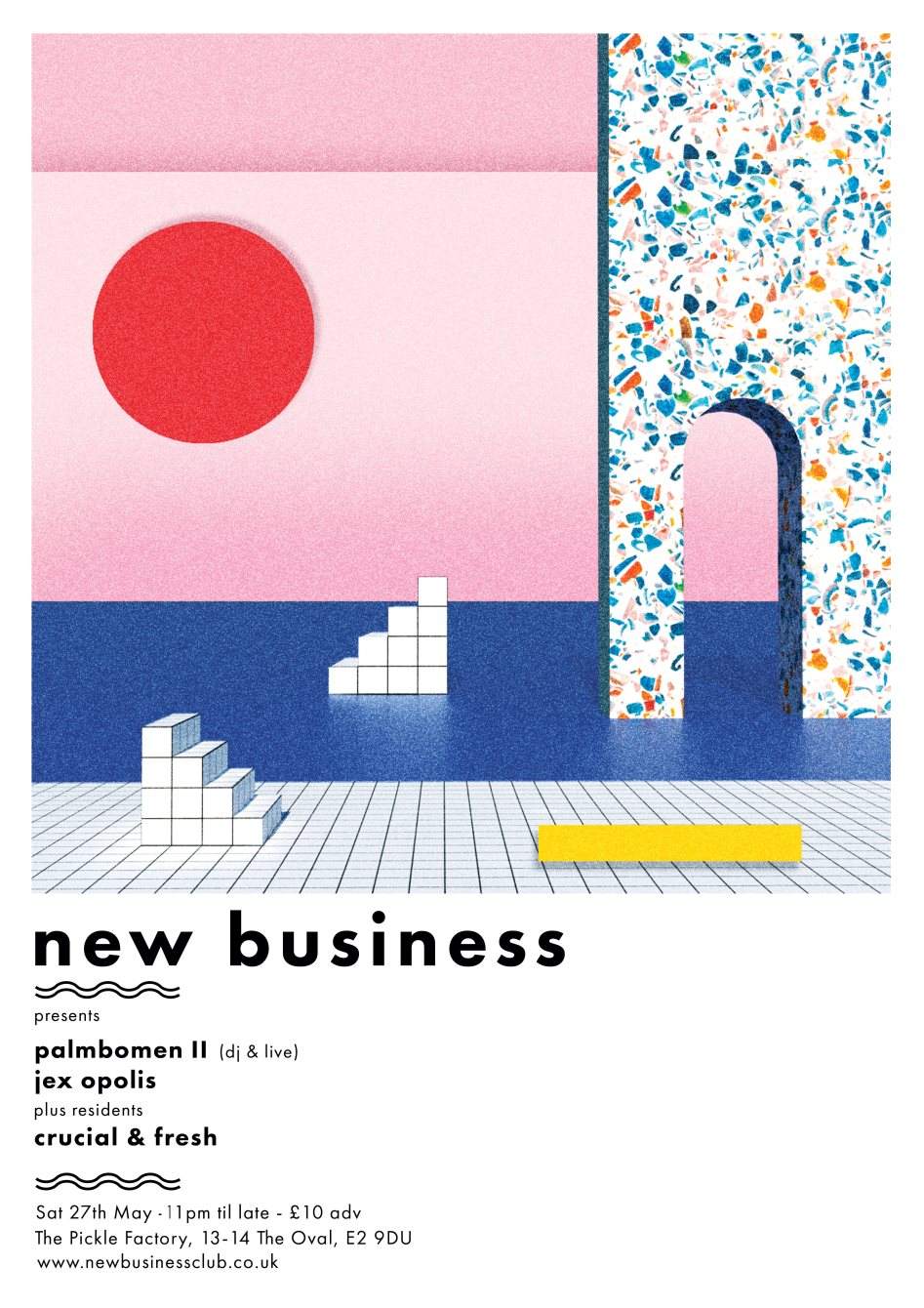 New Business: Palmbomen II (Live & DJ), Jex Opolis, Crucial & Fresh - Página frontal