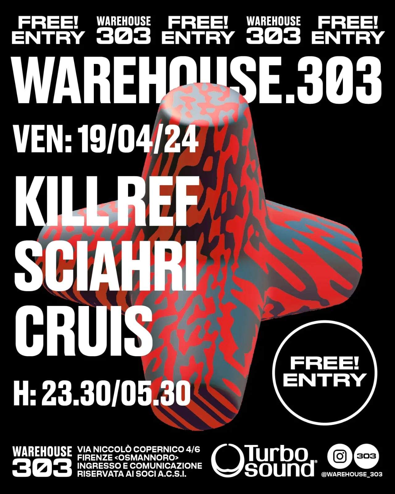 warehouse303: Sciahri + Kil Ref + Cruis - フライヤー表