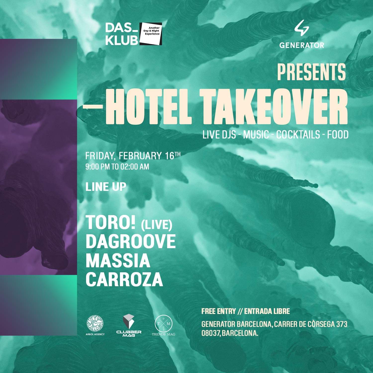 DAS-KLUB Pres HOTEL TAKEOVER PARTY (9PM - 02AM) BEST PRE PARTY IN TOWN - Página trasera