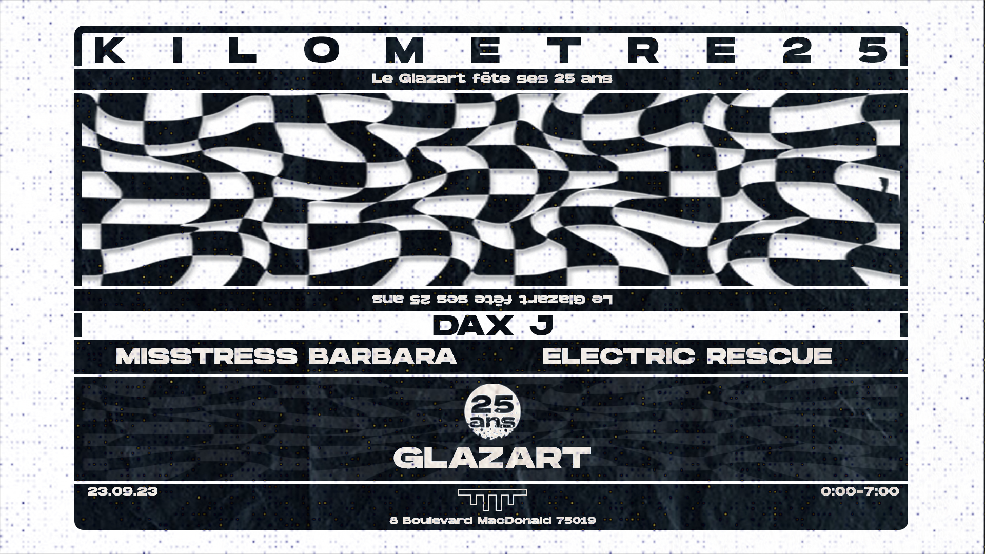 Glazart x KM25: Dax J, Misstress Barbara, & Electric Rescue - フライヤー表
