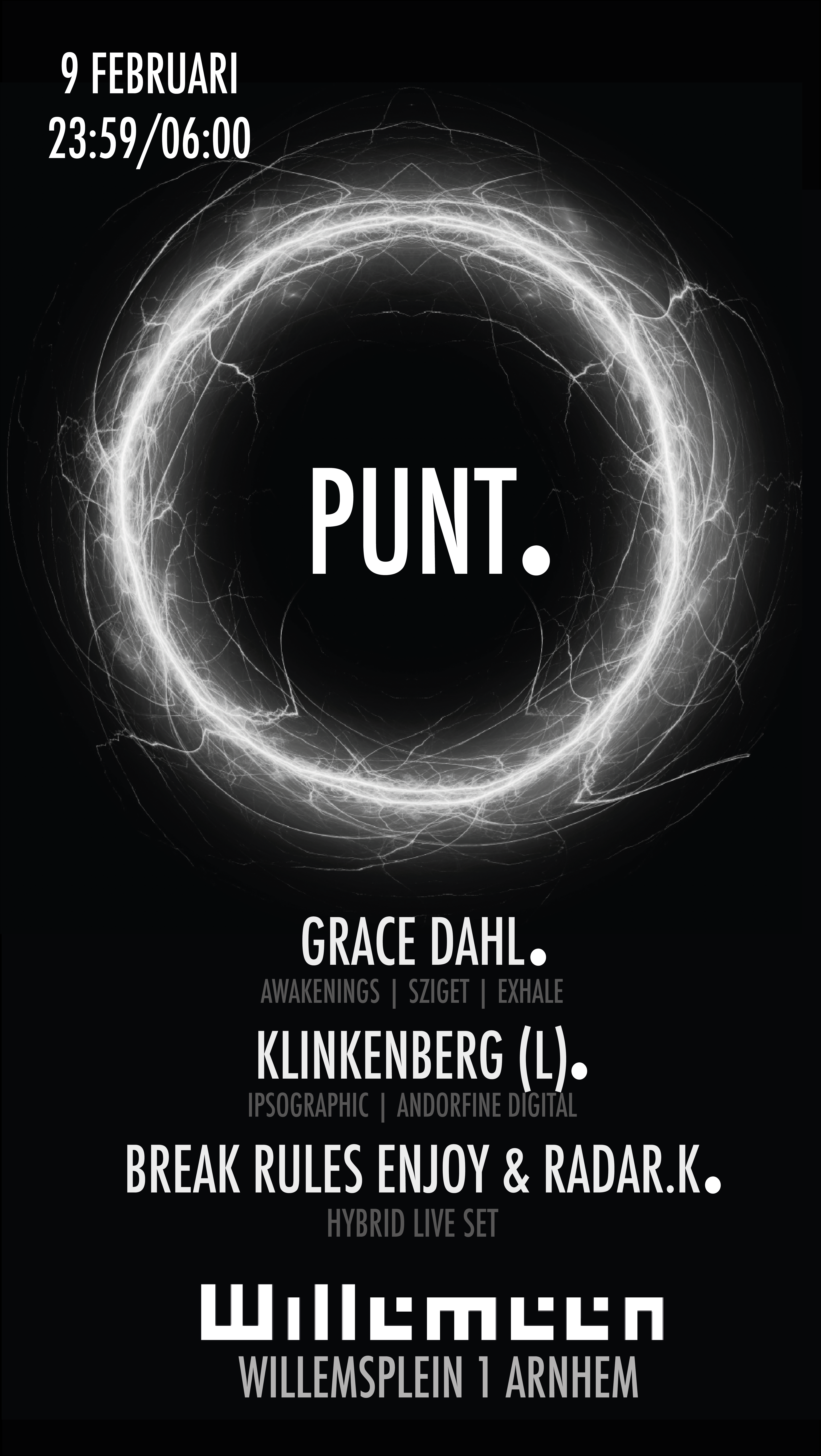 PUNT. Grace Dahl, Klinkenberg, Break Rules Enjoy, radar.k - フライヤー表