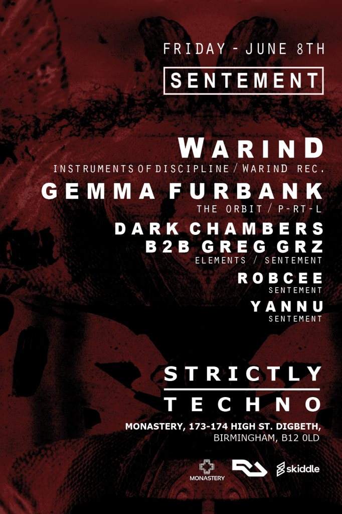 Sentement / Strictly Techno presents: WarinD & Gemma Furbank - フライヤー表