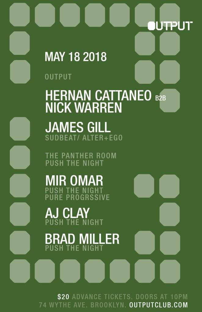 Hernan Cattaneo b2b Nick Warren/ James Gill and Push The Night in The Panther Room - Página frontal