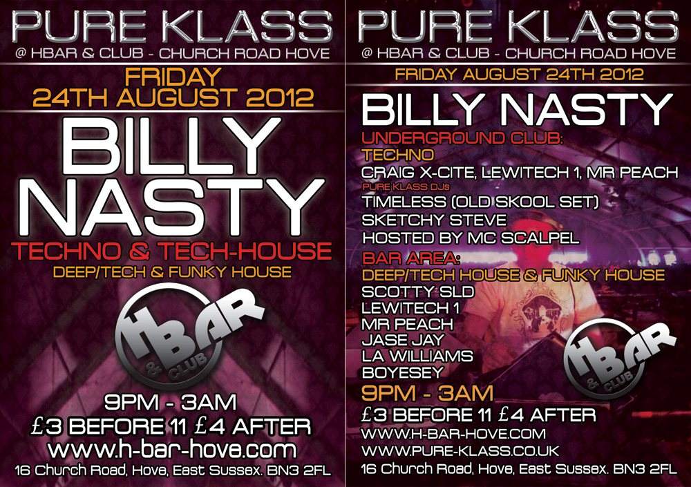 Pure Klass with Techno Legend DJ Billy Nasty - Página trasera