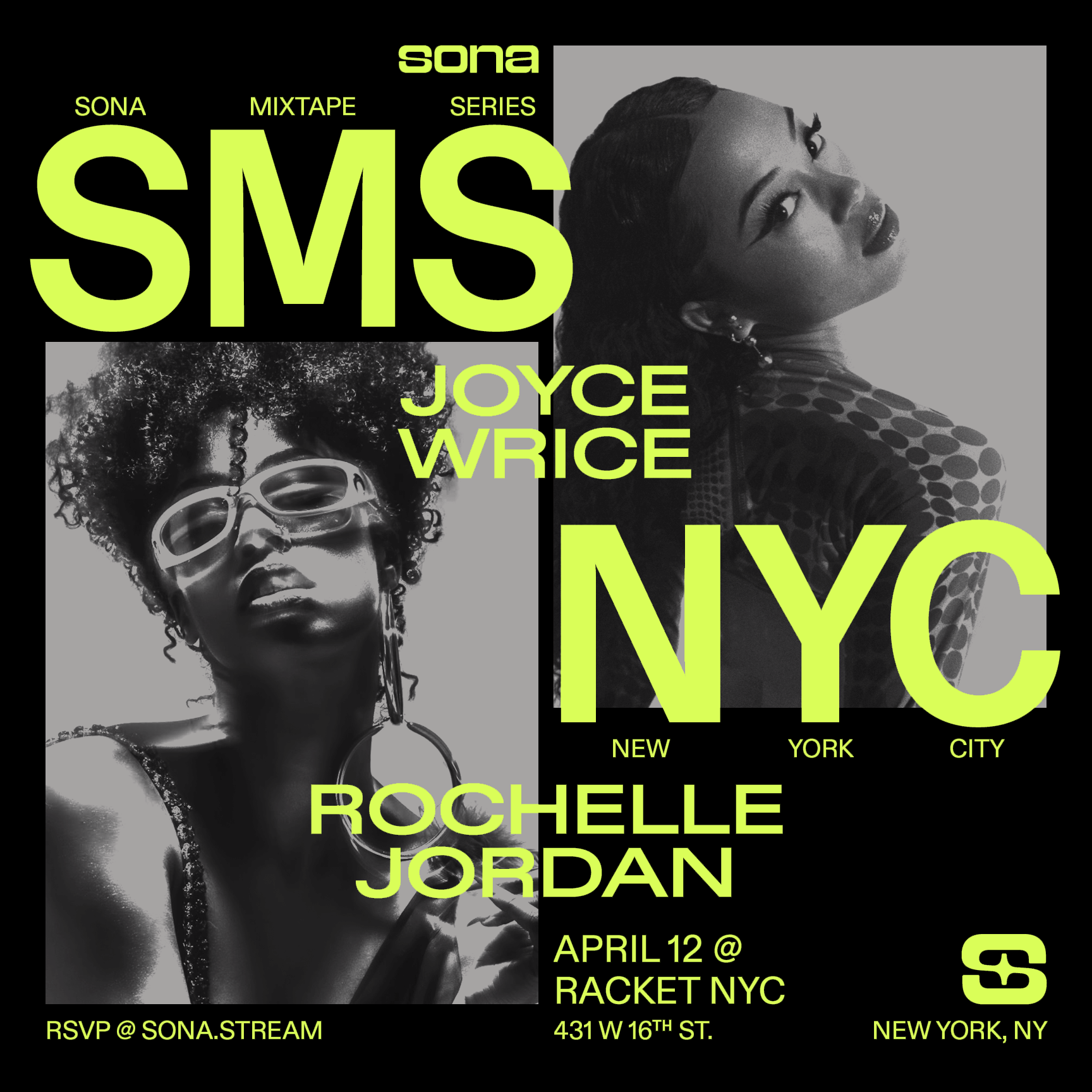 SMS NYC Line Starts at 6pm Doors at 7pm at Racket New York