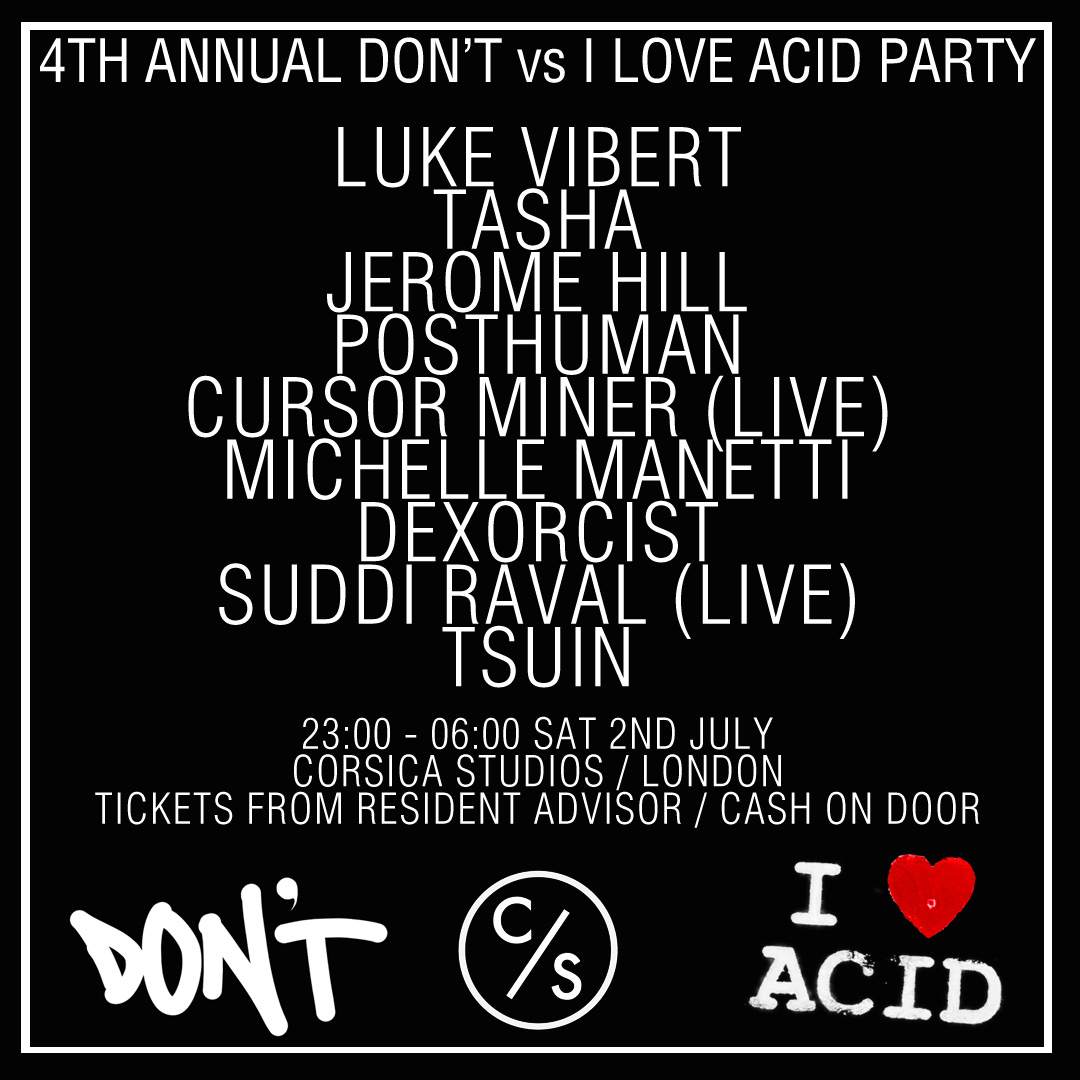 Don't -vs- I Love Acid - feat. Luke Vibert, Tasha, Michelle Manetti, Jerome Hill & more - フライヤー裏