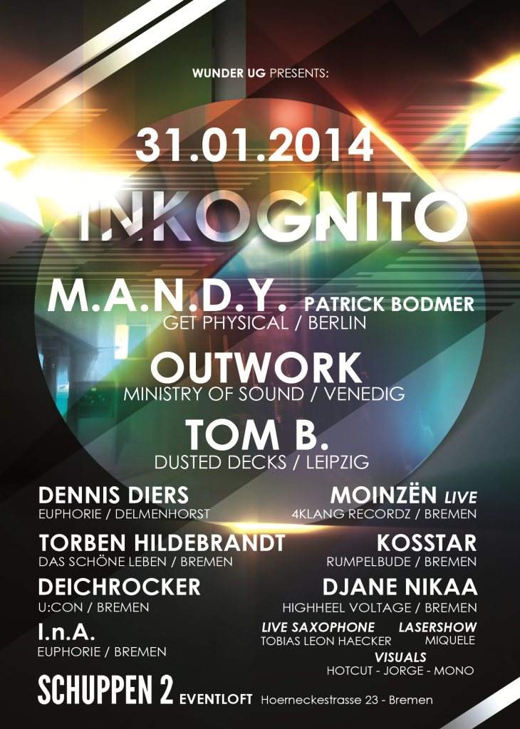 Inkognito mit M.A.N.D.Y. & Outwork - フライヤー表