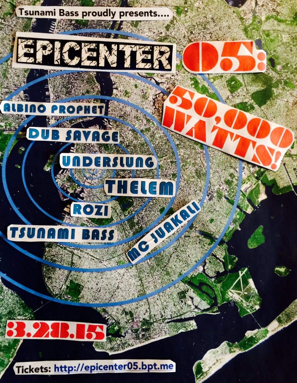 Epicenter05: 50,000 Watts! - Thelem, Underslung, Dub Savage - フライヤー表