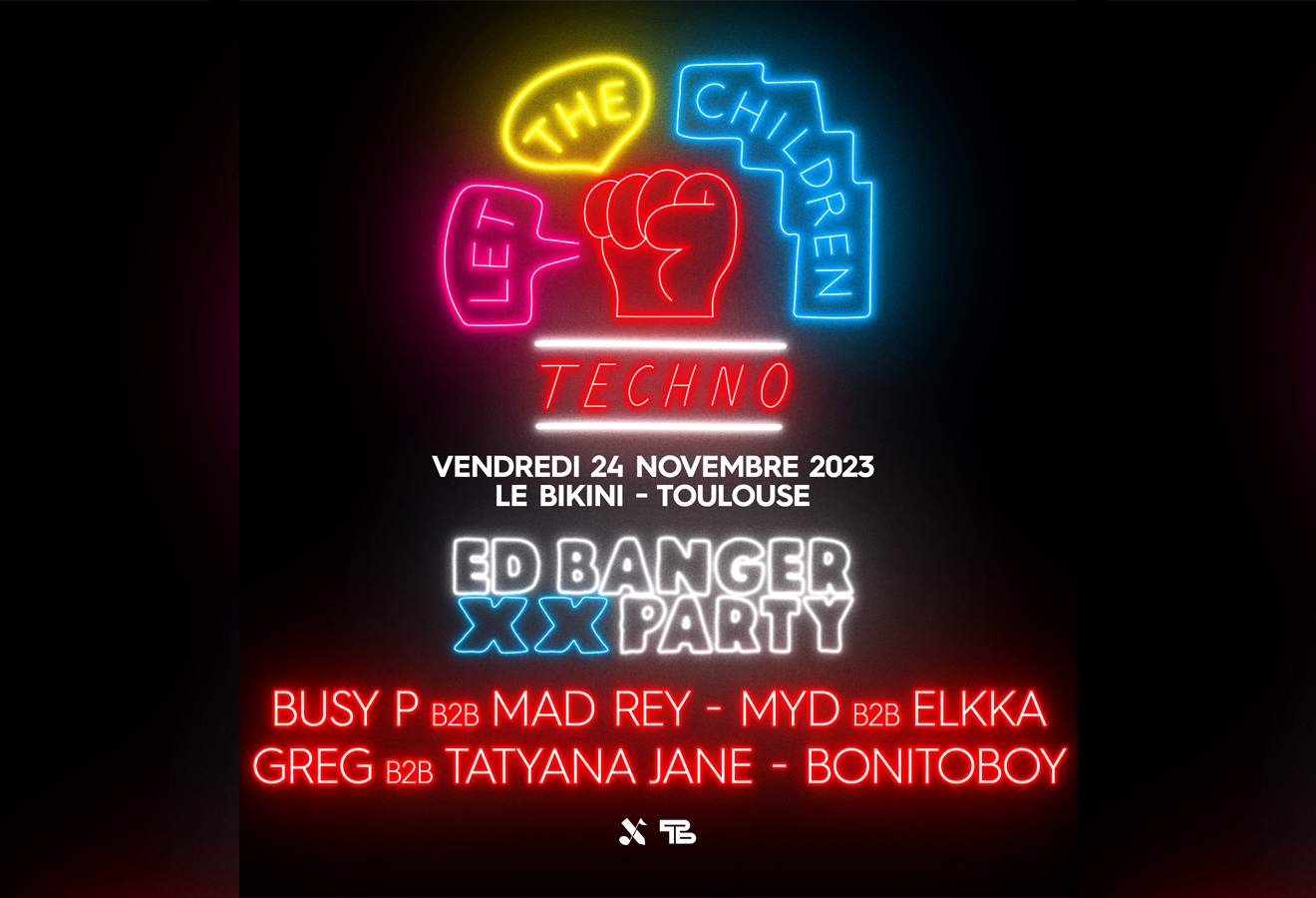 ED BANGER XX Party: Busy P b2b Mad Rey + Myd b2b Elkka + GREG b2b Tatyana Jane + BONITOBOY - フライヤー表