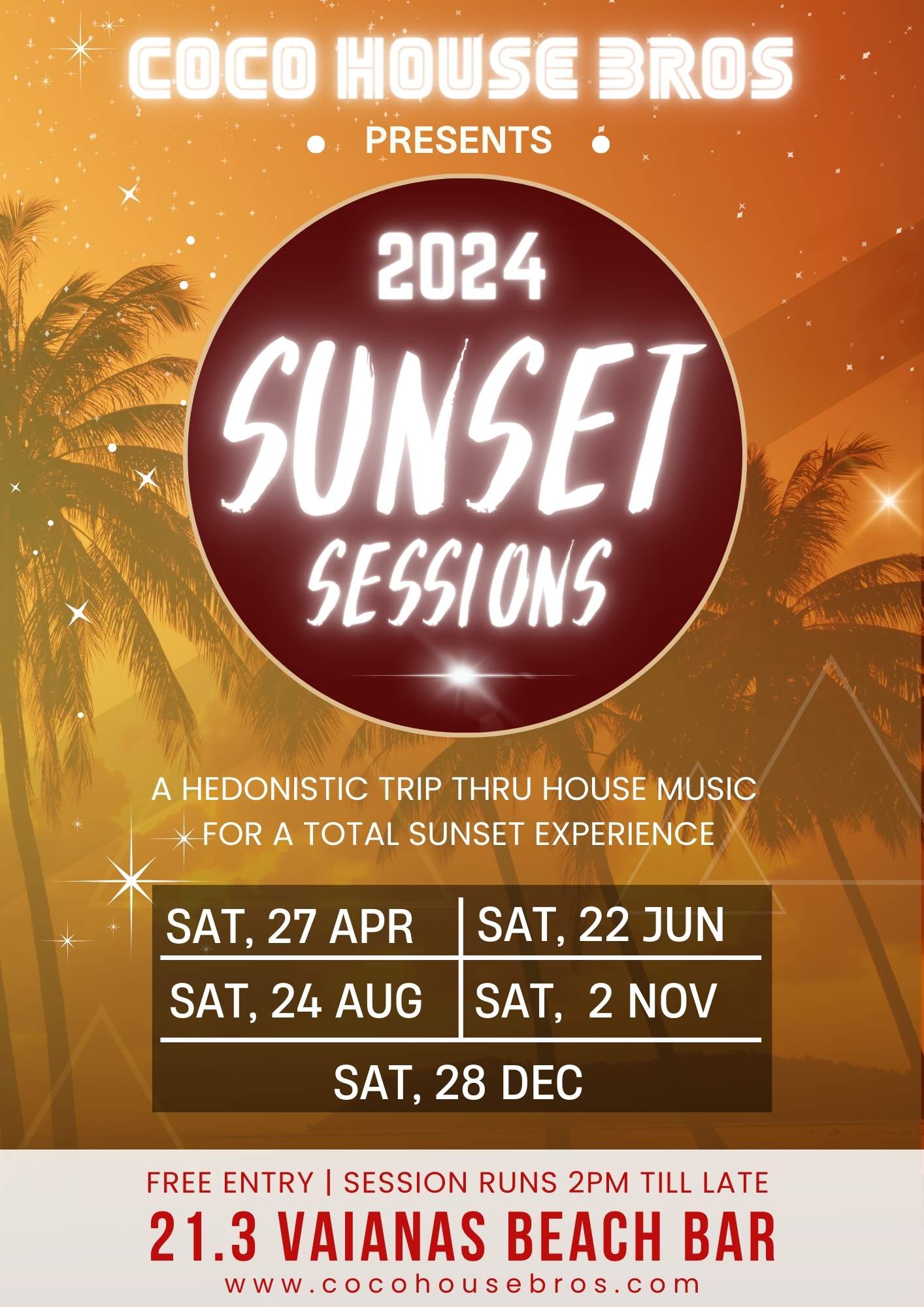 Sunset Sessions by Coco House Bros: #022 **RAROTONGA** - フライヤー表