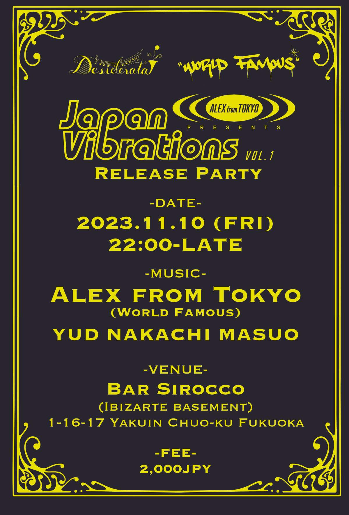 Alex From Tokyo pres 'Japan Vibrations Vol.1' tour in Fukuoka - Página frontal
