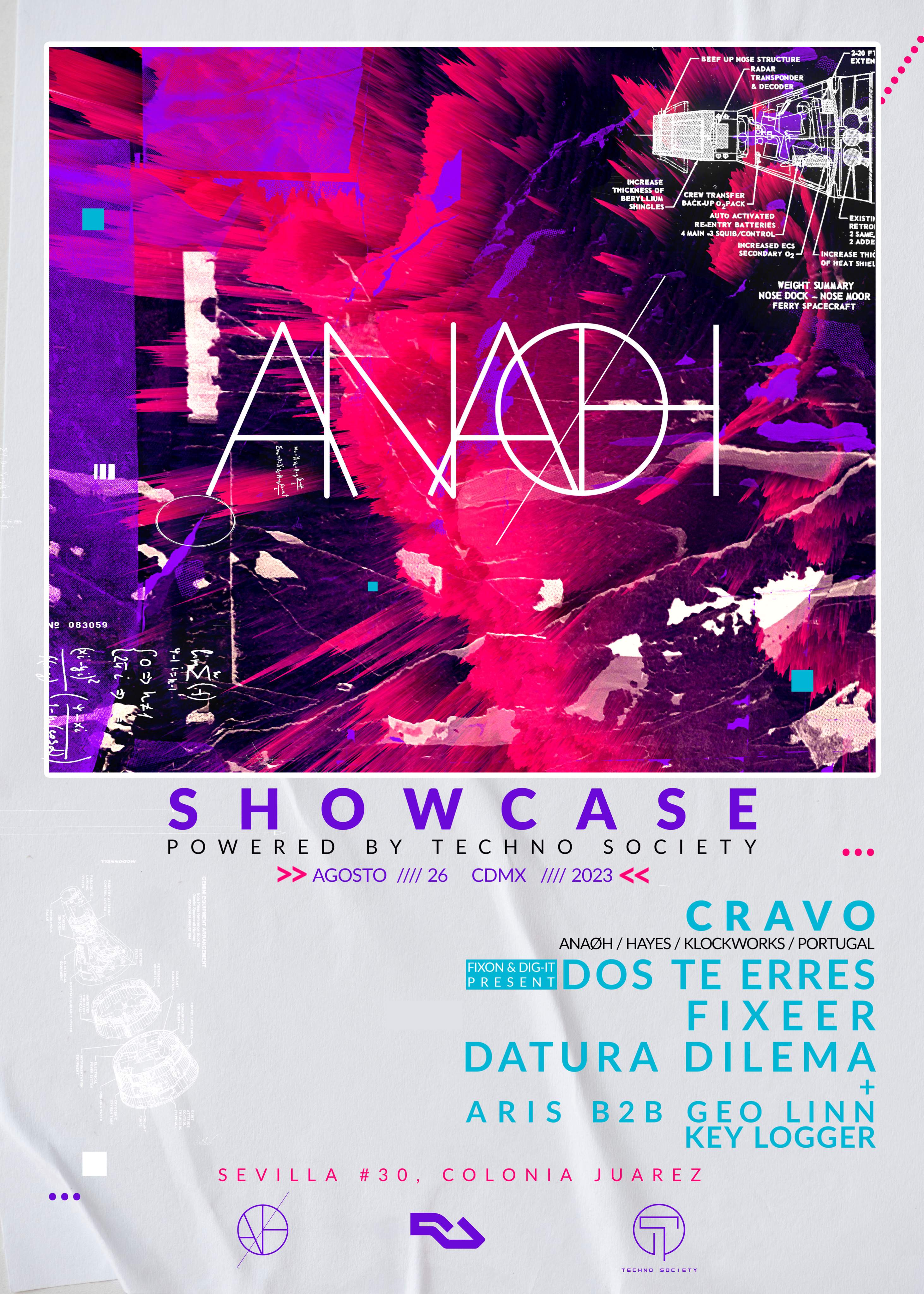 ANAØH Showcase powered by Techno Society - CRAVO (ANAØH/ Hayes/ Klockworks) - フライヤー表