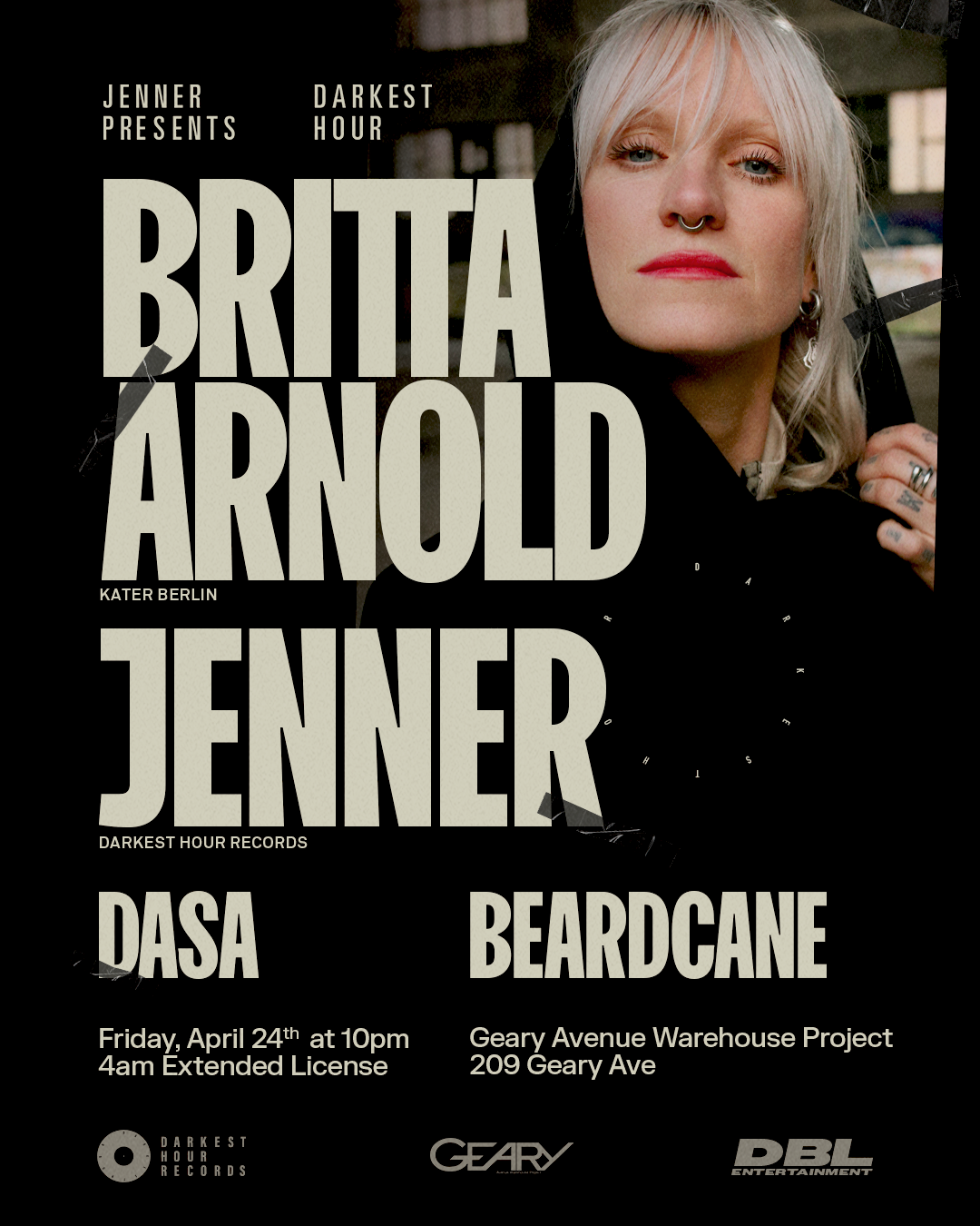 Darkest Hour with Britta Arnold (Kater, Berlin), Jenner, Dasa, and ...