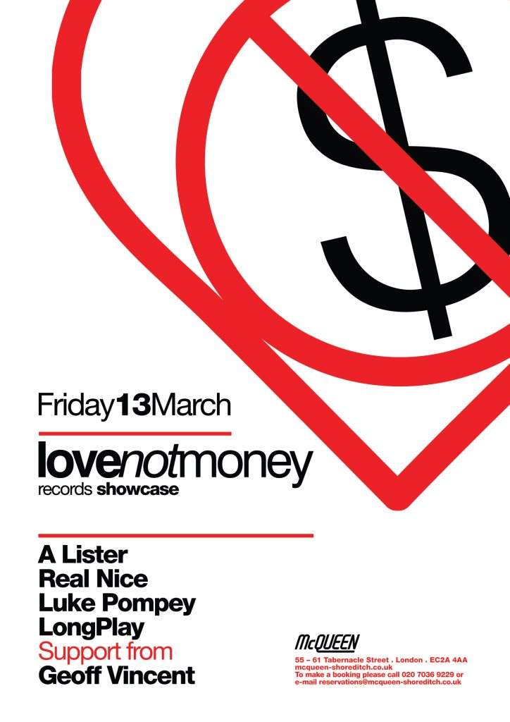 [CANCELLED] Love Not Money Records Showcase - フライヤー表