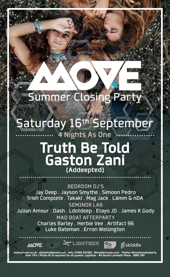 Move with Truth Be Told and Guests Summer Closing Party + Boats - Página trasera