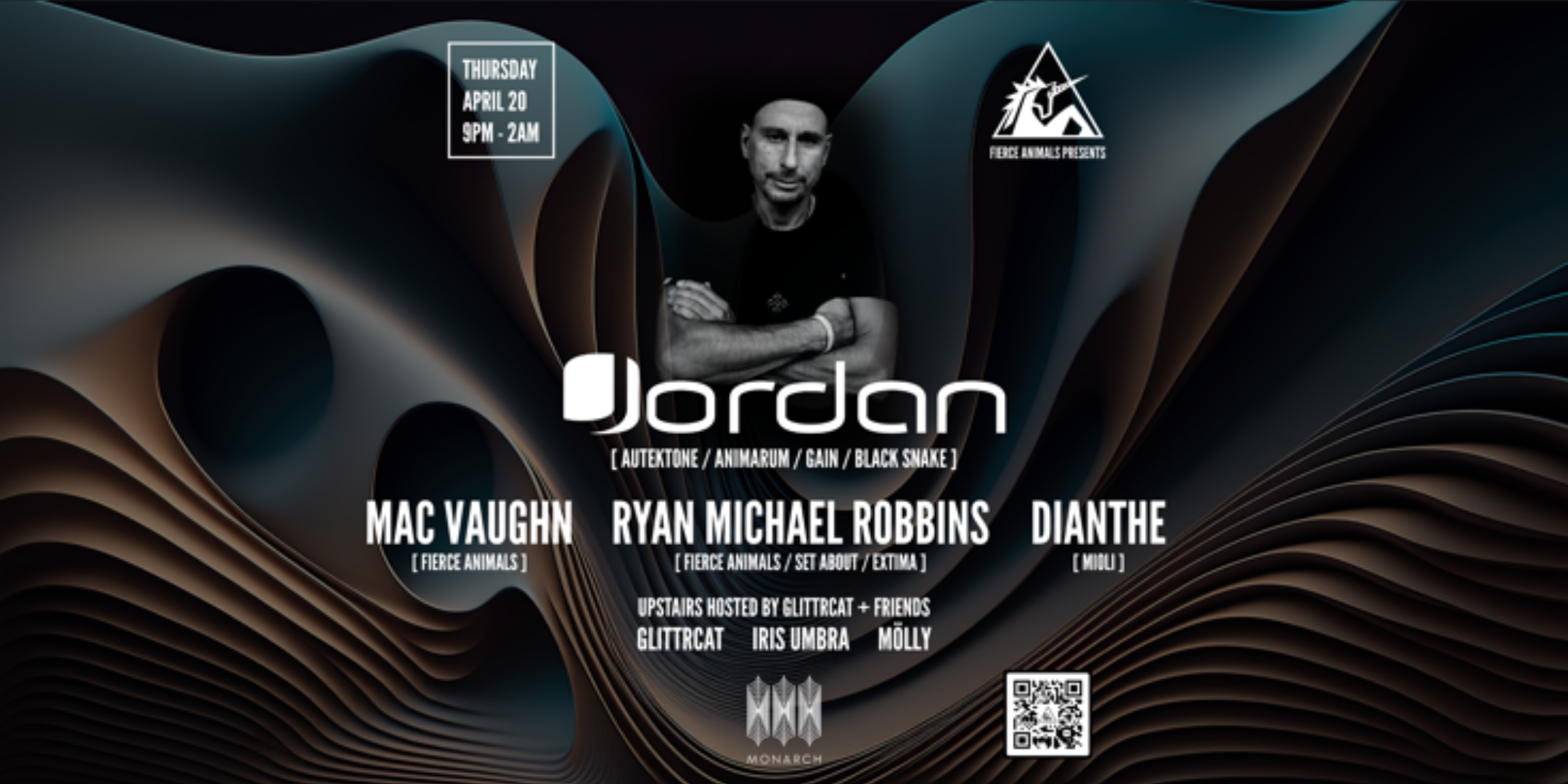 Fierce Animals presents: DJ Jordan - Mac Vaughn - Ryan Michael Robbins - フライヤー表