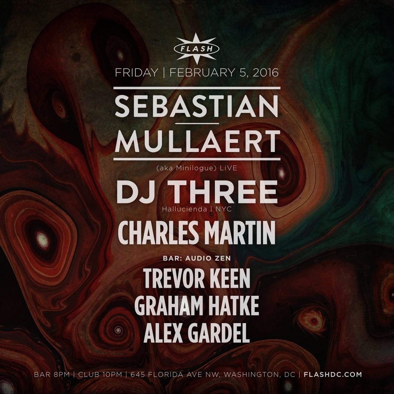 Sebastian Mullaert AKA Minilogue Live with DJ Three - フライヤー表