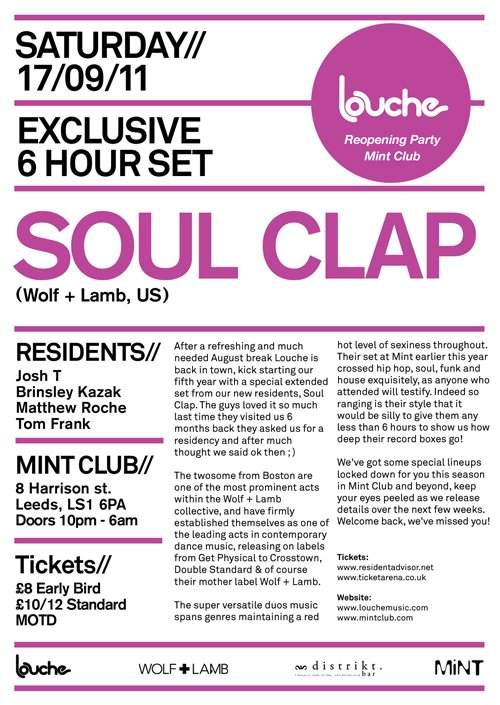 Louche Reopening Party with Soul Clap All Night Long - Página trasera