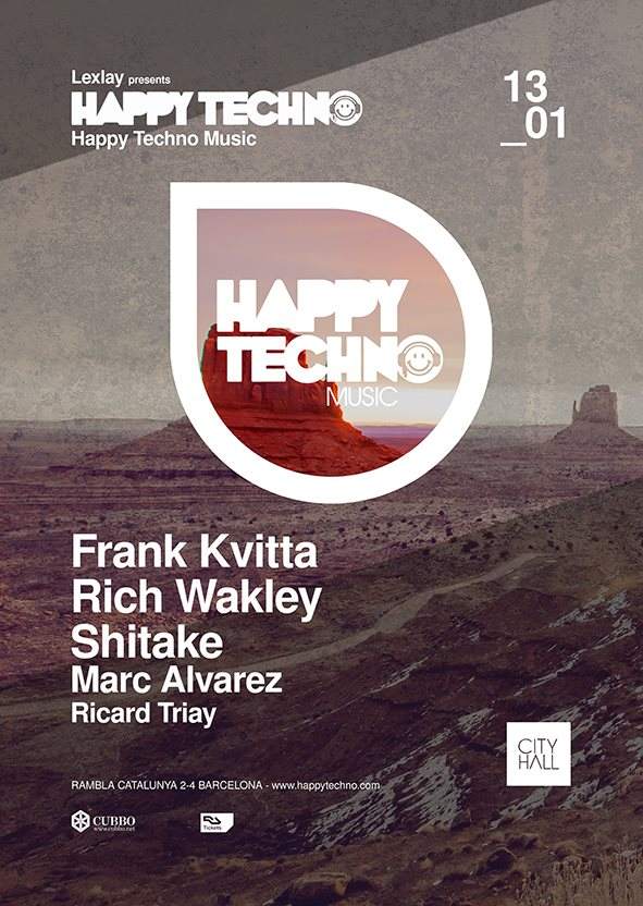 HAPPY TECHNO Music Pres: Frank Kvitta Rich Wakley - フライヤー表