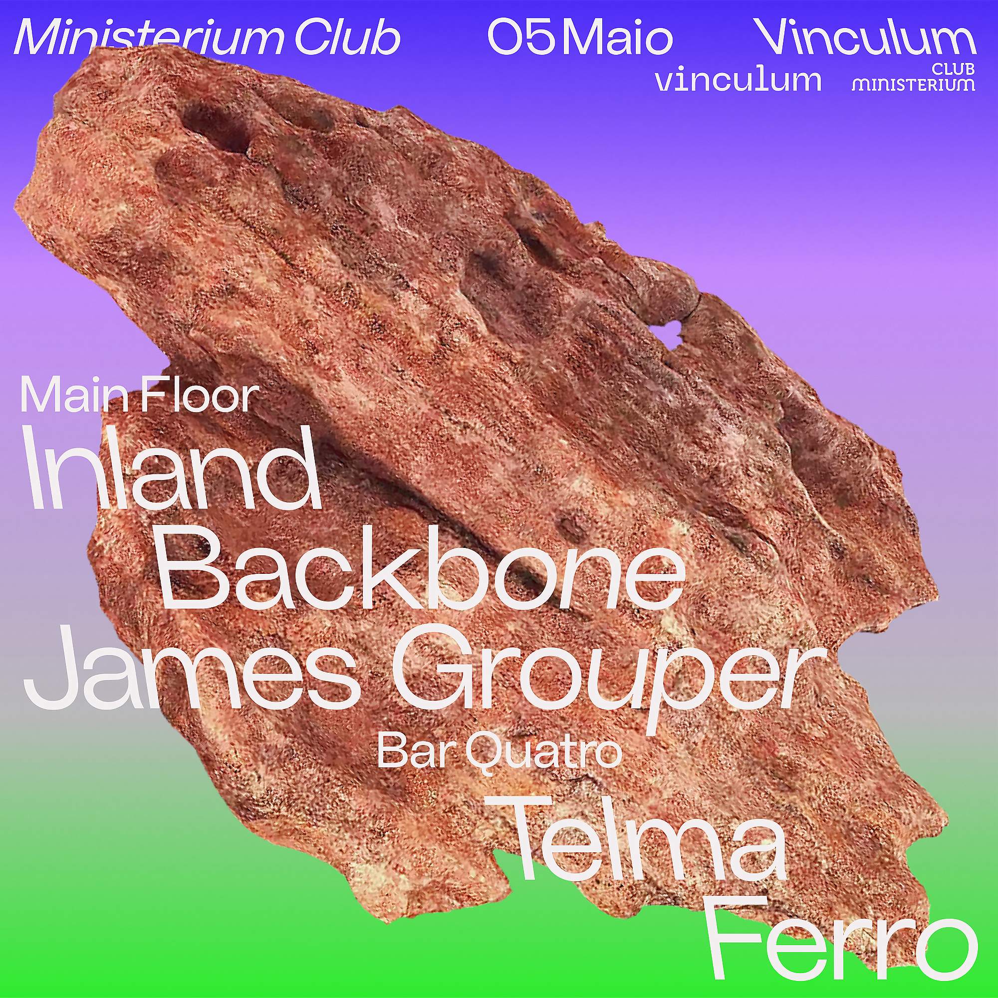 Ministerium Club x Vinculum Showcase // Inland, Backbone, Telma, James Grouper & Ferro - フライヤー表