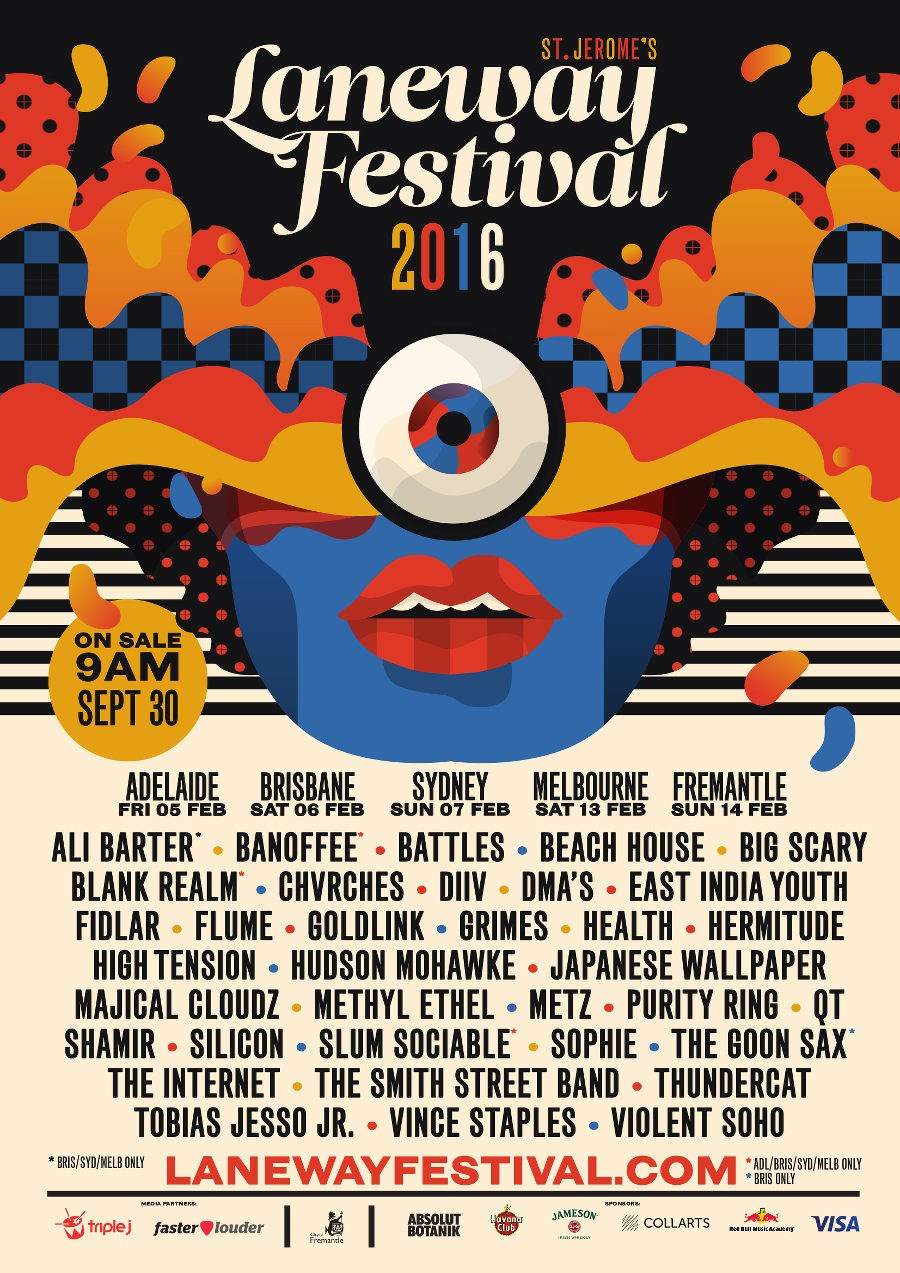 St Jerome's Laneway Festival 2016 - フライヤー表