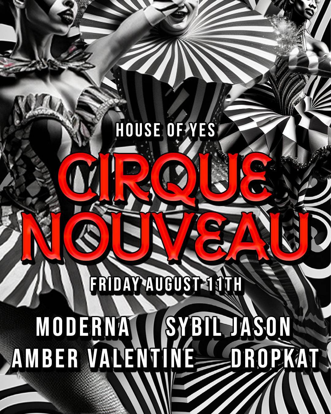Moderna, Sybil Jason, Amber Valentine, Dropkat at Cirque Nouveau - Página frontal